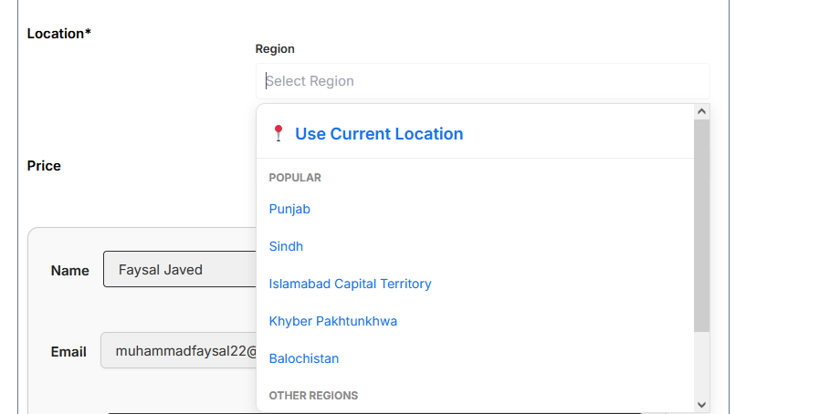 Add location when submit listing